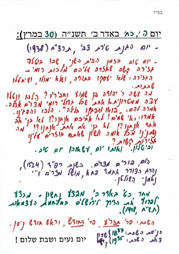 כח אדר ב' ה'תשנה