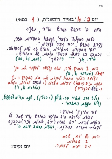 א' אייר ה'תשנה