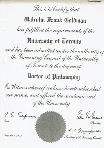 PhD University of Toronto