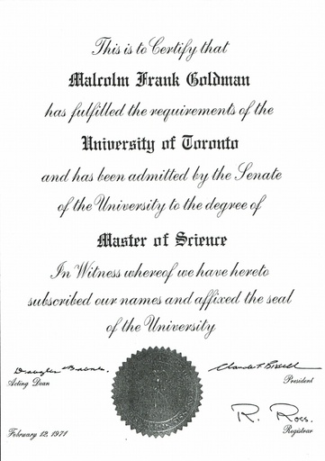 Master of Science University of Toronto