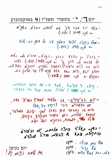 י' תשרי ה'תשנו