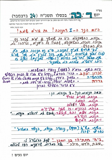 כה כסלו ה'תשנח